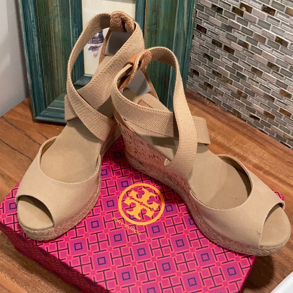 🌊EUC Tory Burch Adonis Peep-Toe Cork Wedge Espadrilles🌊 - Picture 2 of 10